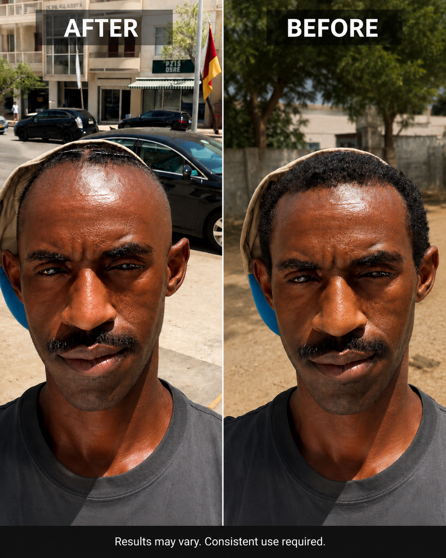 "The cap was hiding a lot. Started using Batana oil and after about 2 months I can actually wear my cap pushed back without feeling embarrassed. Hairline is coming back strong."— Amahle V., Cape Town ★★★★★